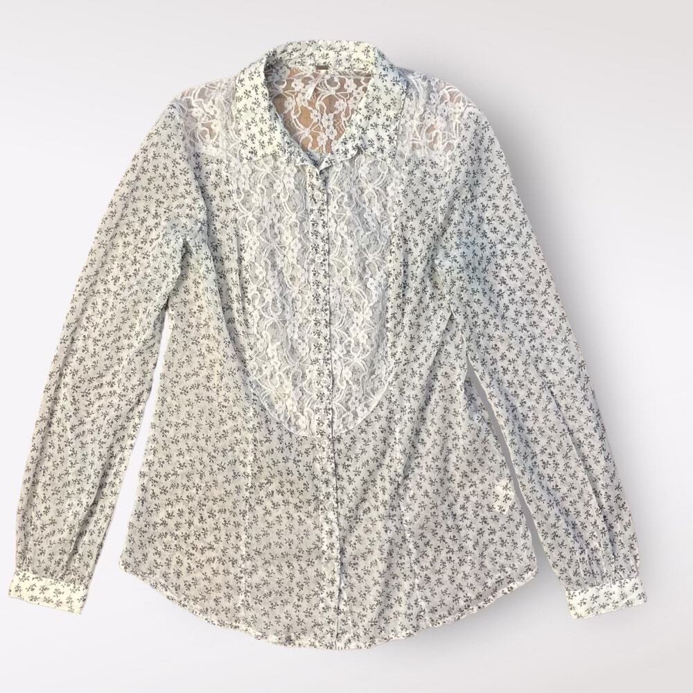 Free People All‎ That Glitters Button Down Shirt Size S